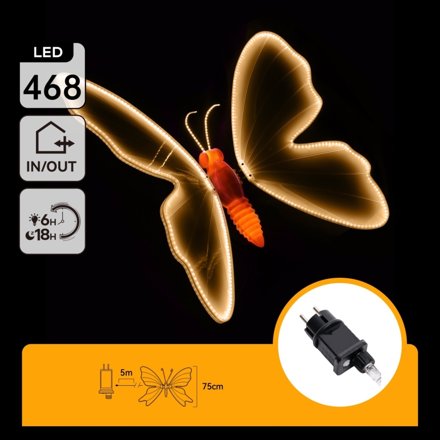 Aigostar - LED kültéri dekoráció 504xLED IP44 meleg fehér pillangó