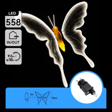 Aigostar - LED kültéri dekoráció 558xLED/18W/230V 90 cm IP44 pillangó/hideg fehér
