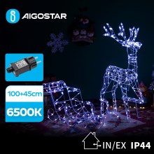 Aigostar - LED Kültéri dekoráció LED/3,6W/31/230V 6500K 90/45cm IP44 rénszarvas szánnal