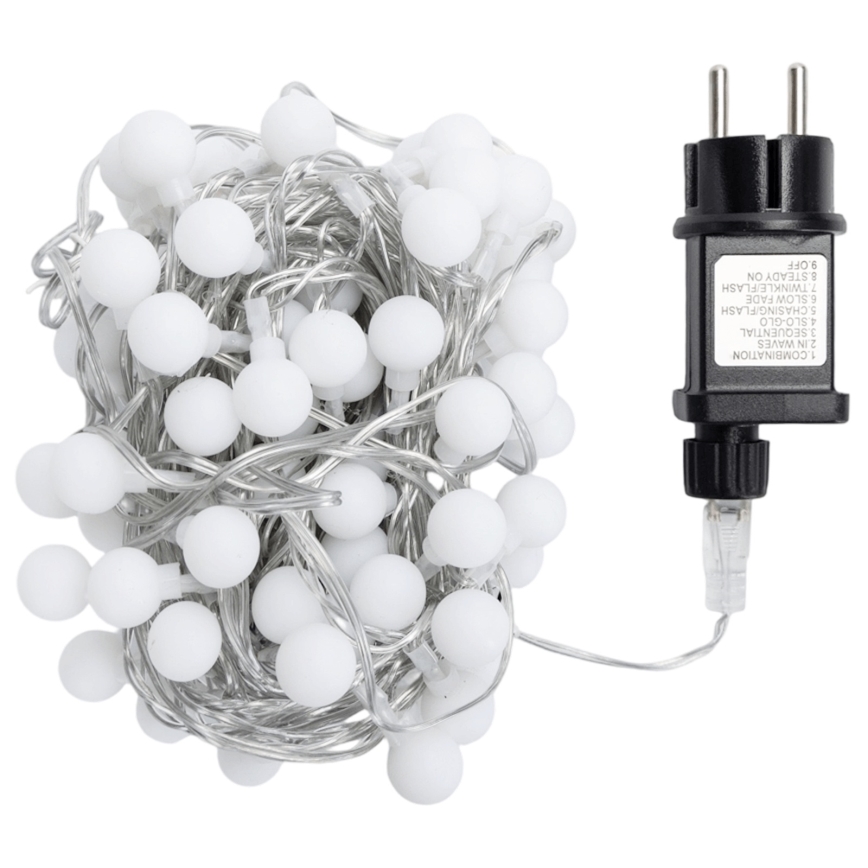 Aigostar - LED kültéri dekorációs fényfüzér 100 LED/8 üzemmód 10 m IP44 meleg fehér