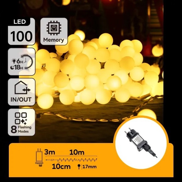 Aigostar - LED kültéri dekorációs fényfüzér 100xLED/8 funkciós 10m IP44 meleg fehér