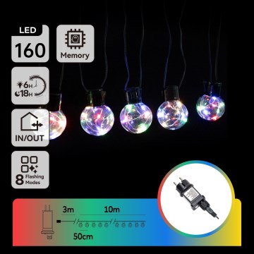 Aigostar - LED kültéri dekorációs fényfüzér 160xLED 10m IP44 többszínű