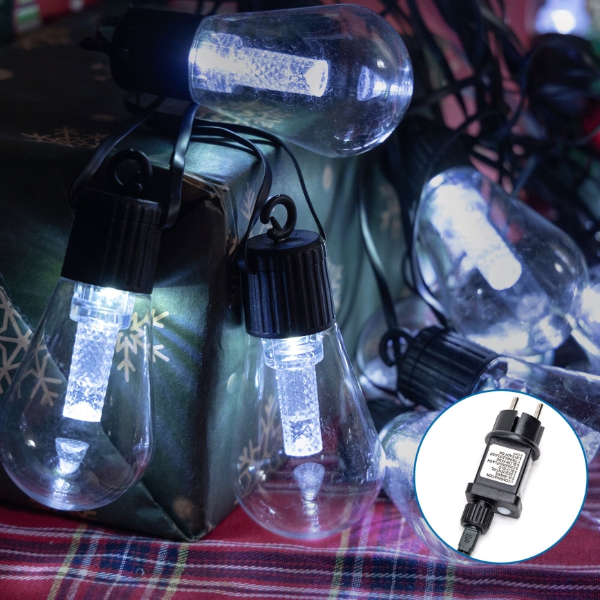 Aigostar - LED kültéri dekorációs füzér 20xLED/13m IP44 hideg fehér