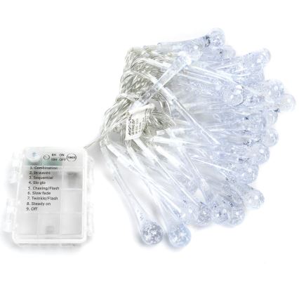 Aigostar - LED Kültéri dekoratív lánc 50xLED/8 funkció/3xAA 5,3m IP44 hideg fehér