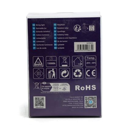 Aigostar - LED Kültéri dekoratív lánc 50xLED/8 funkció/3xAA 5,3m IP44 hideg fehér