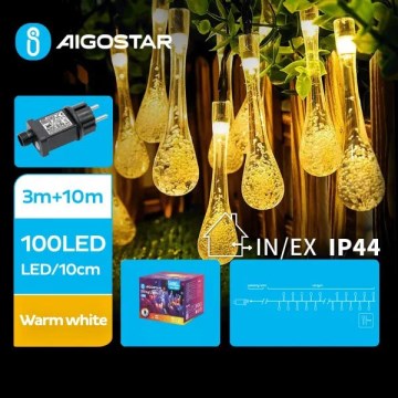 Aigostar - LED kültéri díszfényfüzér 100 LED / 8 üzemmód 13 m IP44 meleg fehér