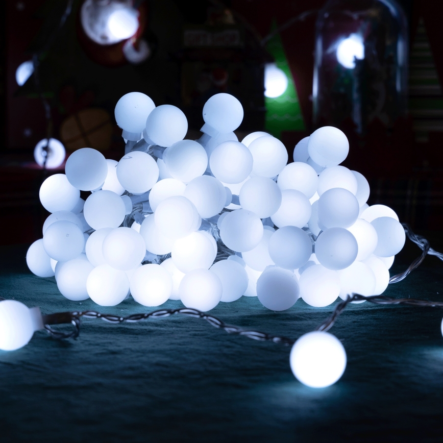 Aigostar - LED kültéri dekorációs fényfüzér, 100 LED / 8 üzemmód, 10 m, IP44, hideg fehér