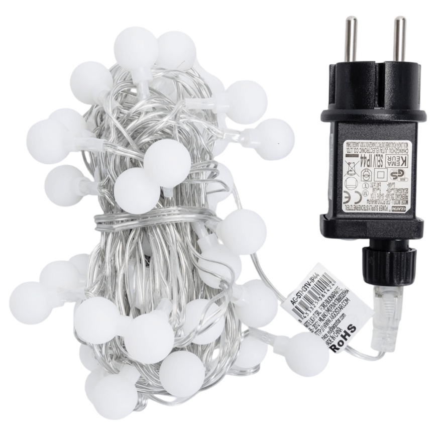 Aigostar - kültéri LED fényfüzér 50xLED/8 üzemmód 5 m IP44 hideg fehér