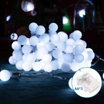 Aigostar - LED kültéri fényfüzér 100xLED/3xAA/8 világítási mód 10,3 m IP44 hideg fehér