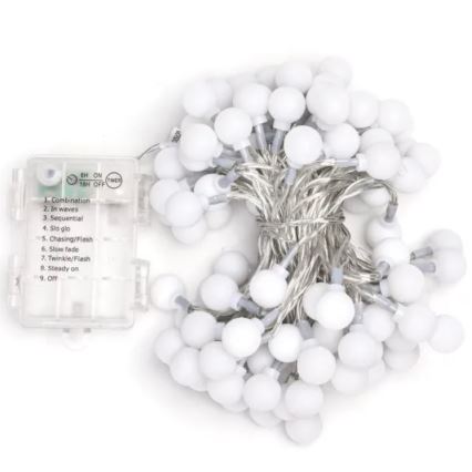 Aigostar - LED kültéri fényfüzér 100xLED/3xAA/8 világítási mód 10,3 m IP44 hideg fehér