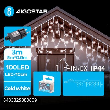 Aigostar - LED kültéri fényfüzér 100xLED/8 üzemmód 8x0,6m IP44 hideg fehér