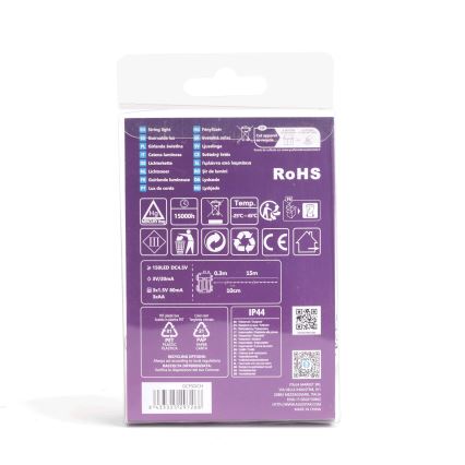 Aigostar - LED kültéri fényfüzér 150xLED/8 üzemmód/3xAA 15,3m IP44 hideg fehér