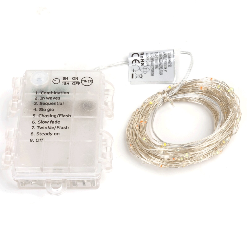 Aigostar - kültéri LED fényfüzér 150xLED/8 üzemmód/3xAA 15,3m IP44 többszínű