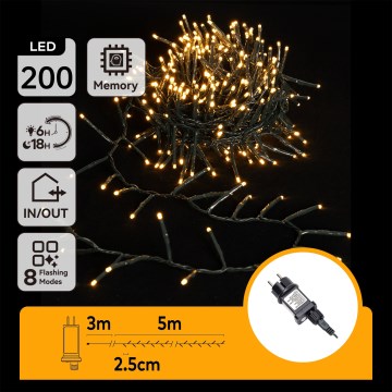Aigostar - LED kültéri fényfüzér 200xLED/8 funkciós 8m IP44 meleg fehér
