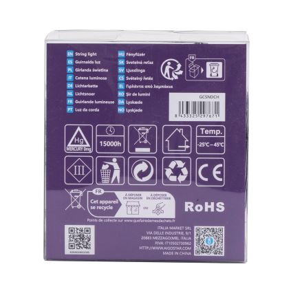 Aigostar - kültéri LED fényfüzér 200xLED/8 funkció 3xAA 10,3m IP44 meleg fehér