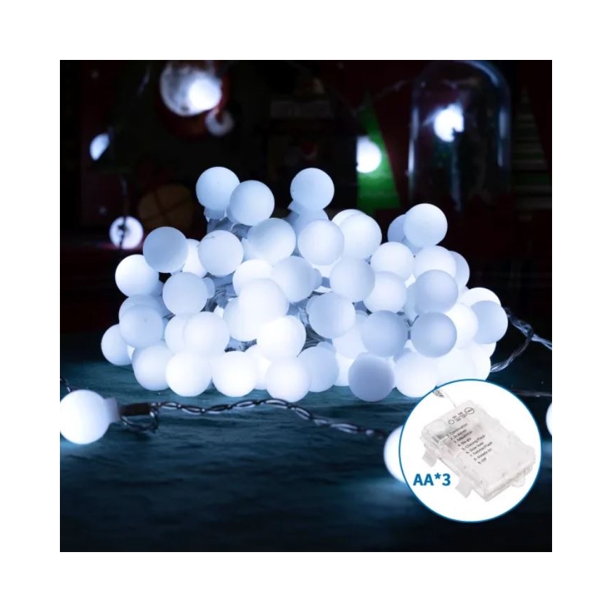 Aigostar - LED kültéri fényfüzér 25xLED/3xAA/8 funkciós 2,8 m IP44 hideg fehér
