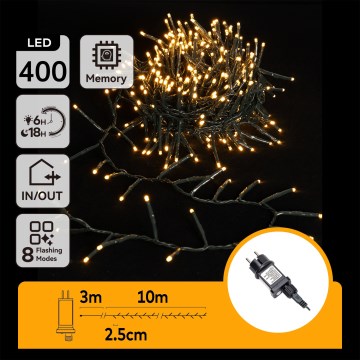Aigostar - LED Kültéri  fényfüzér 400xLED/8 üzemmód 13m IP44 meleg fehér
