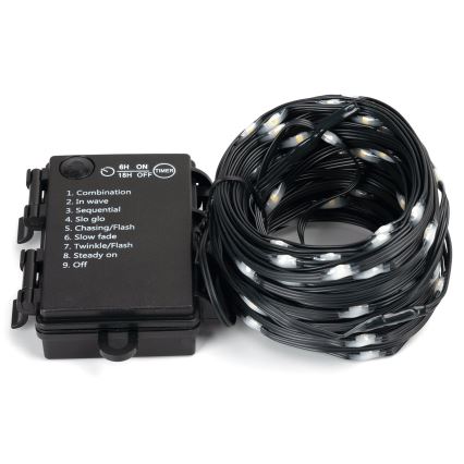 Aigostar - LED Kültéri  fényfüzér 50xLED/8 funkció 3xAA 5,3m IP44 meleg fehér