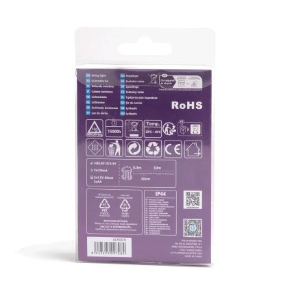 Aigostar - LED kültéri fényfüzér, 100 LED / 8 üzemmód / 3×AA / 10,3 m / IP44 / többszínű