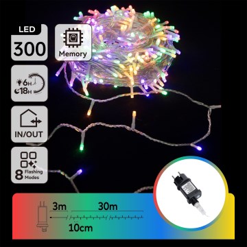 Aigostar - LED kültéri füzér 300×LED / 8 üzemmód, 33 m, IP44, többszínű
