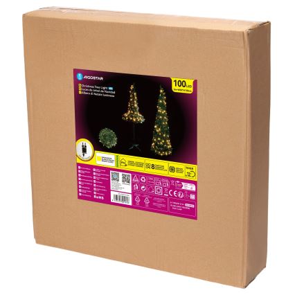 Aigostar - 100 LED-es kültéri karácsonyfa, 1,5 m, IP44, zöld, meleg fehér