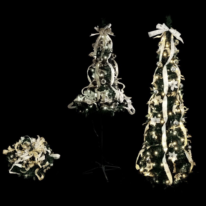 Aigostar - LED kültéri karácsonyfa, 150 LED, 1,8 m, IP44, fehér/arany, hideg fehér