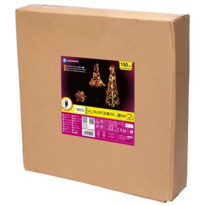 Aigostar - LED kültéri karácsonyfa 150 LED 1,8 m IP44 piros/arany meleg fehér