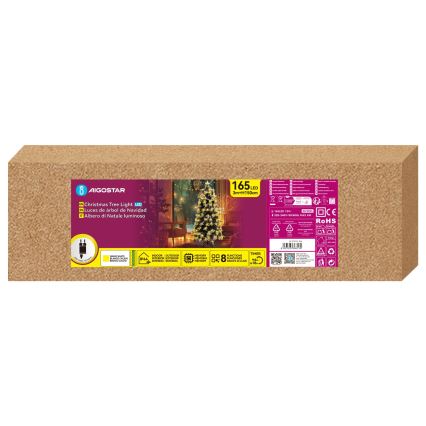 Aigostar - LED kültéri karácsonyfa 165 LED/8 funkció 1,5 m IP44 meleg fehér