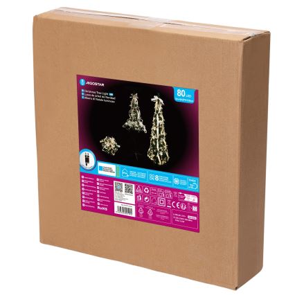 Aigostar - LED kültéri karácsonyfa 80xLED 1,2m IP44 fehér/arany hideg fehér