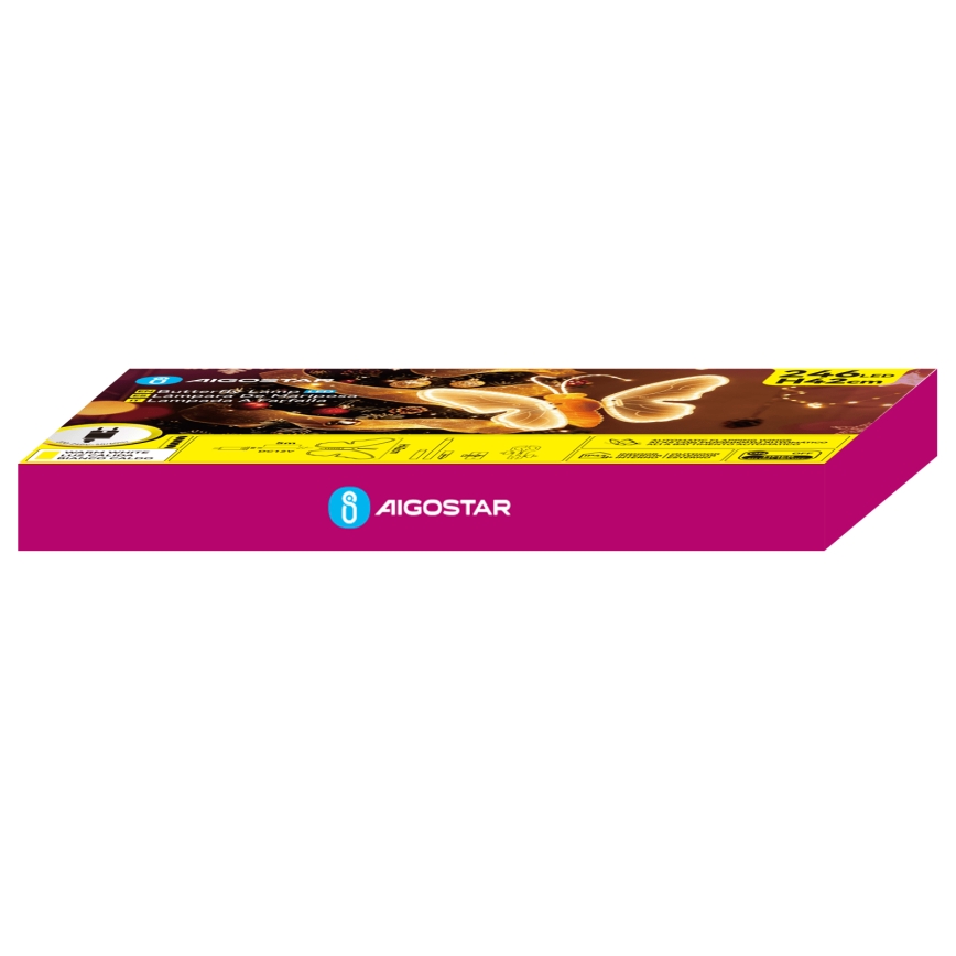 Aigostar - LED Kültéri dekoráció 246xLED/9W/230V 42 cm IP44 pillangó/többszínű