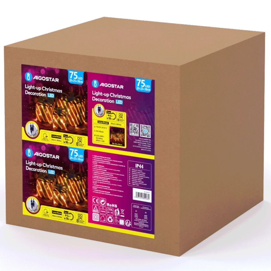 Aigostar- LED Kültéri karácsonyi dekoráció 3,6W/31/230V 2700K 20/25/30cm IP44 ajándékok