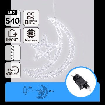 Aigostar - LED Kültéri karácsonyi dekoráció 540xLED/6W/230V 43 cm IP44 hideg fehér měsíček