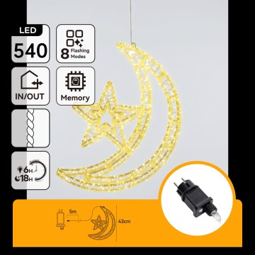 Aigostar - LED kültéri karácsonyi dekoráció 540xLED/6W/230V 43 cm IP44 meleg fehér holdacska