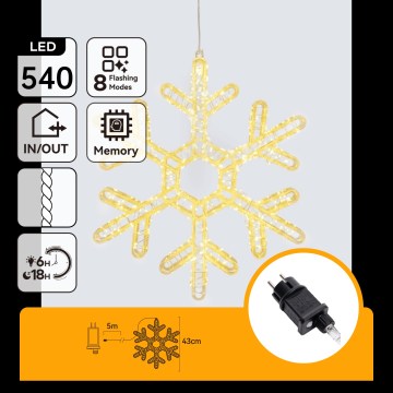 Aigostar - LED kültéri karácsonyi dekoráció 540xLED/6W/230V 43 cm IP44 meleg fehér hópehely