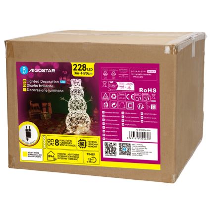 Aigostar - LED kültéri karácsonyi dísz LED/3,6W/31/230V 2700K 90 cm IP44 hóember