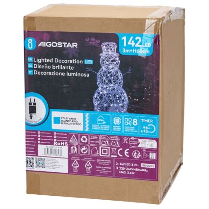 Aigostar - LED kültéri karácsonyi dekoráció LED/3,6W/31/230V 6500K 60 cm IP44 hóember