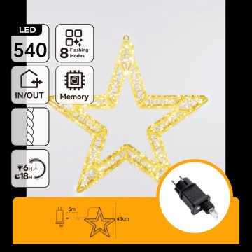 Aigostar - LED Kültéri karácsonyi dísz 540xLED/6W/230V IP44 meleg fehér 45cm csillag