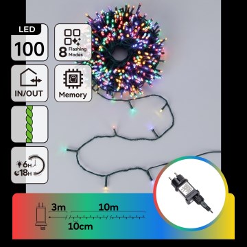 Aigostar - LED kültéri karácsonyi fényfüzér 100xLED/8 funkció 13 m IP44 többszínű