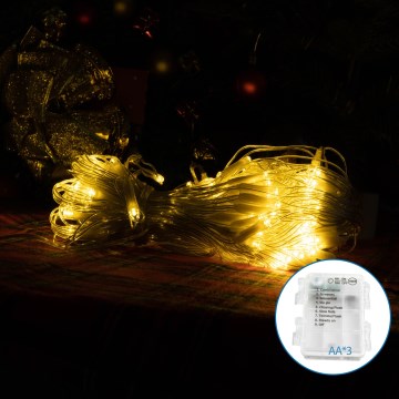 Aigostar - LED kültéri karácsonyi fényfüzér 100xLED/8 funkció 3xAA 8x0,6m IP44 meleg fehér