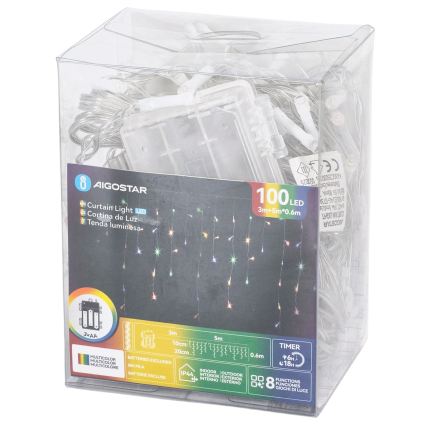 Aigostar - LED kültéri karácsonyi fényfüzér 100xLED/8 funkciós 3xAA 8x06m IP44 többszínű