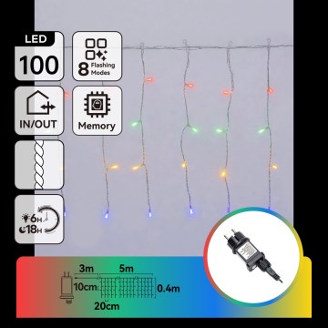Aigostar - LED kültéri karácsonyi fényfüzér 100xLED/8 funkció 8x0,4m IP44 többszínű