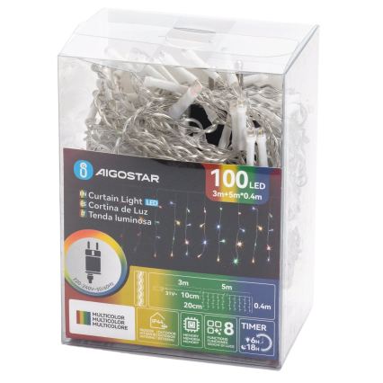 Aigostar - LED kültéri karácsonyi fényfüzér 100xLED/8 funkció 8x0,4m IP44 többszínű