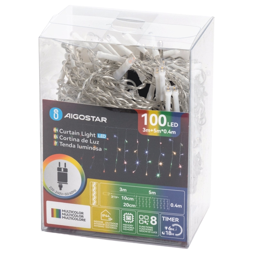 Aigostar - LED kültéri karácsonyi fényfüzér 100xLED/8 funkció 8x0,4m IP44 többszínű