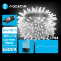 Aigostar - LED Kültéri karácsonyi fényfüzér 100xLED/8 üzemmód 13 m IP44 hideg fehér