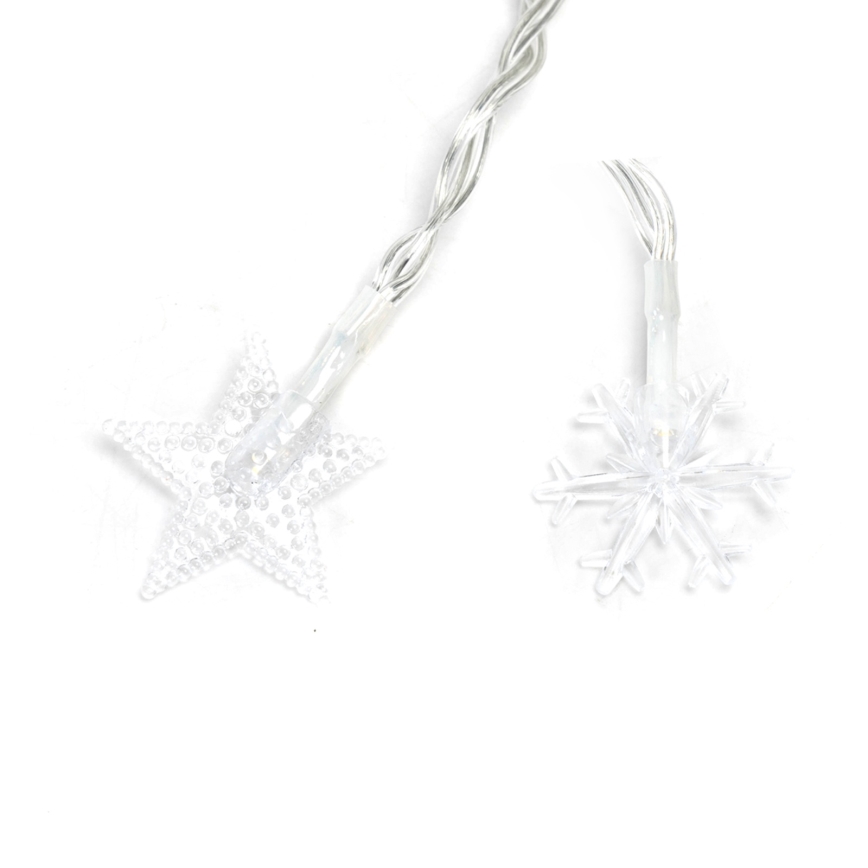 Aigostar - LED kültéri karácsonyi fényfüzér, 100 LED, 8 világítási mód, 3× AA elem, 10 m, IP44, meleg fehér, csillag formájú díszek