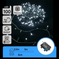 Aigostar - LED kültéri karácsonyi fényfüzér 100xLED/8 üzemmód 3xAA 5,3 m IP44 hideg fehér