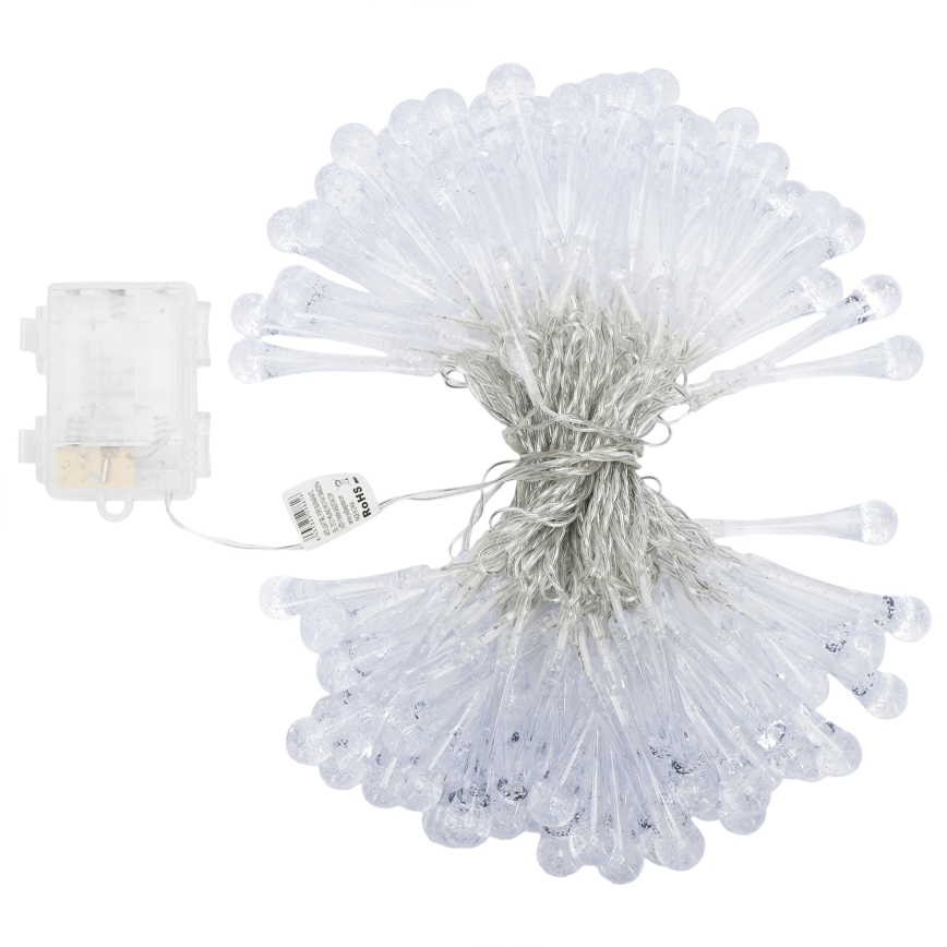 Aigostar - LED kültéri karácsonyi fényfüzér 100xLED/8 világítási mód 3xAA 10 m IP44 meleg fehér csepp alakú