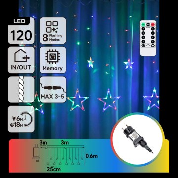 Aigostar - LED kültéri karácsonyi fényfüzér 120xLED/8 üzemmód 6x0,6m IP44 többszínű + távirányítóval