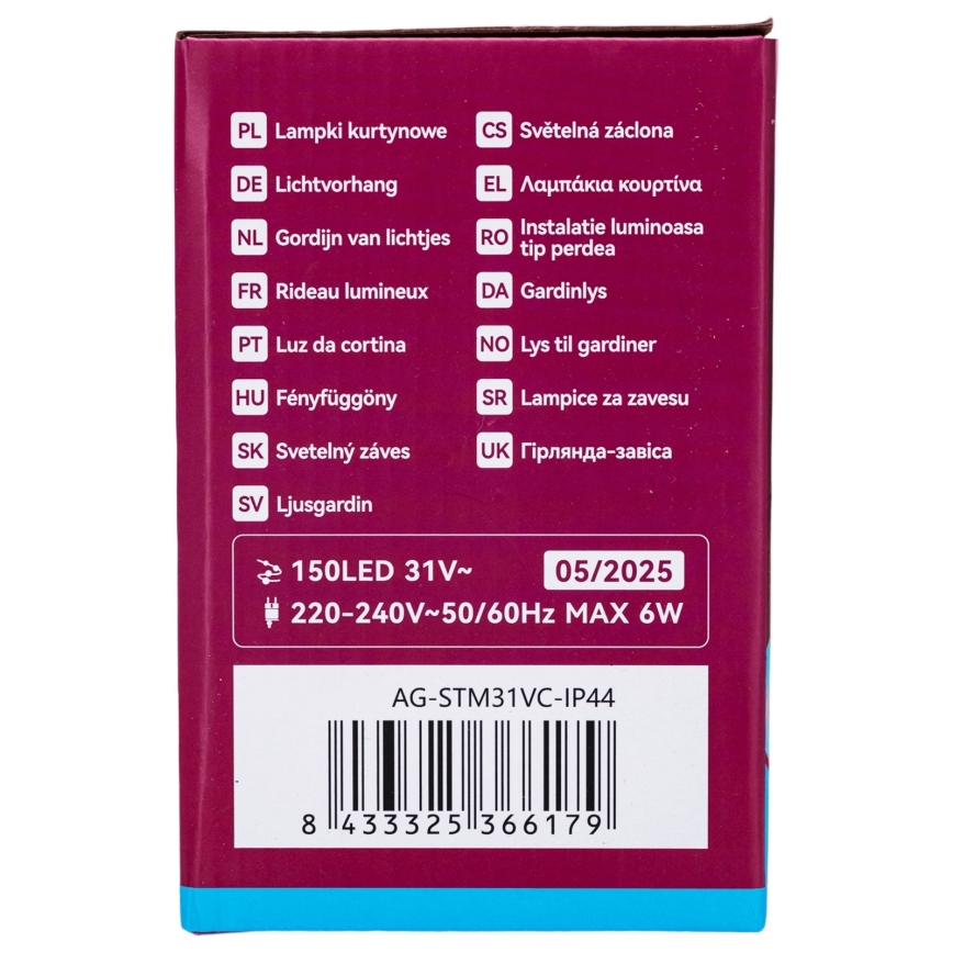 Aigostar - Kültéri LED karácsonyi fényfüzér 150 LED/6W/230V/8 üzemmód 1,5×1 m IP44 hideg fehér + távirányító