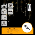 Aigostar - LED kültéri karácsonyi fényfüzér 200xLED/6W/230V/8 üzemmód 3x1m IP44 meleg fehér + távirányító